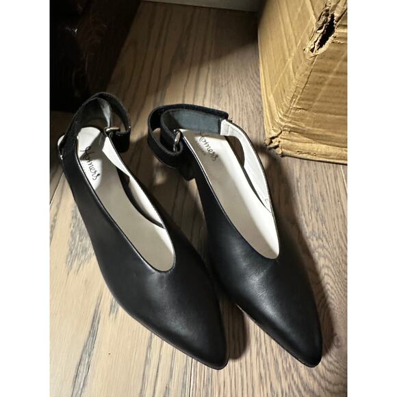 Homers Gaby Pointy Toe Slingback Block Heel Size 7 Sleek Black - Picture 1 of 2
